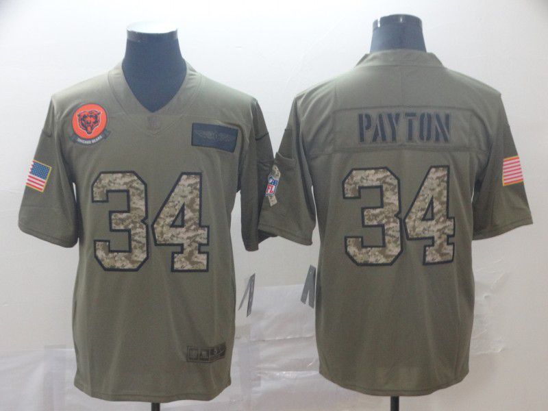 Men Chicago Bears 34 Payton Camo Nike Olive Salute To Service Limited NFL Jersey